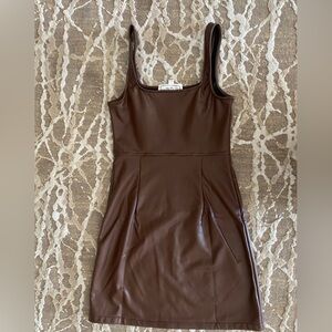 Hippie Rose Brown Bodysuit Dress with Peplum Detail